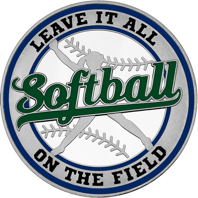 Dark Green "Softball" with Navy Blue Outer Circular Borders